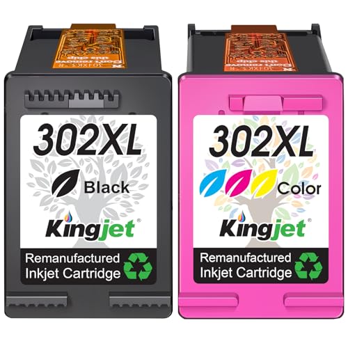 KINGJET 302XL 302 XL Cartuchos de Tinta Remanufacturado para HP 302 XL Negro y Color Cartucho de Tinta 302 Impresora Compatible para HP Envy 4524 4520 4527 DeskJet 3630 2130 OfficeJet 3831 3835 5230