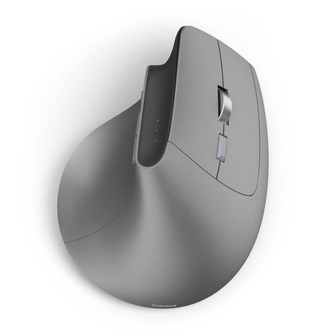 Hama Mouse verticale ergonomico destro senza fili e Bluetooth 'EWM-700R' (Multi-dispositivi, Rechageable USB C, Illuminazione RGB, Sensore Blue Wave 2400 dpi, Crittografia AES-128) Grigio