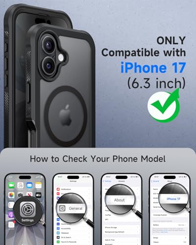 seacosmo for iPhone 17 Case Privacy Screen Protector Black Matte | Full Body Bumper, Built-in Tempered Glass, Camera Lens Protector, Compatible with MagSafe, Shockproof 17 Phone Case, 6.3" - image 5