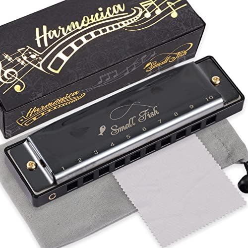 Harmonica for Kids and Adults, Beginners Blues Harmonica Mouth Organ in the Key of C, 10 Holes 20 Notes Diatonic Harp Musical Instrument with Storage Bag and Cleaning Cloth by SMALL FISH