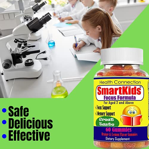 Smartkids - Brain Focus Chewable Gummies Supplements Great Taste Attention & Memory Formula For Childrens And Teens, Natural Omega 3 6 9 Dha Gummies For Kids, Calming Mutlivitamins School Study Task #TOP2