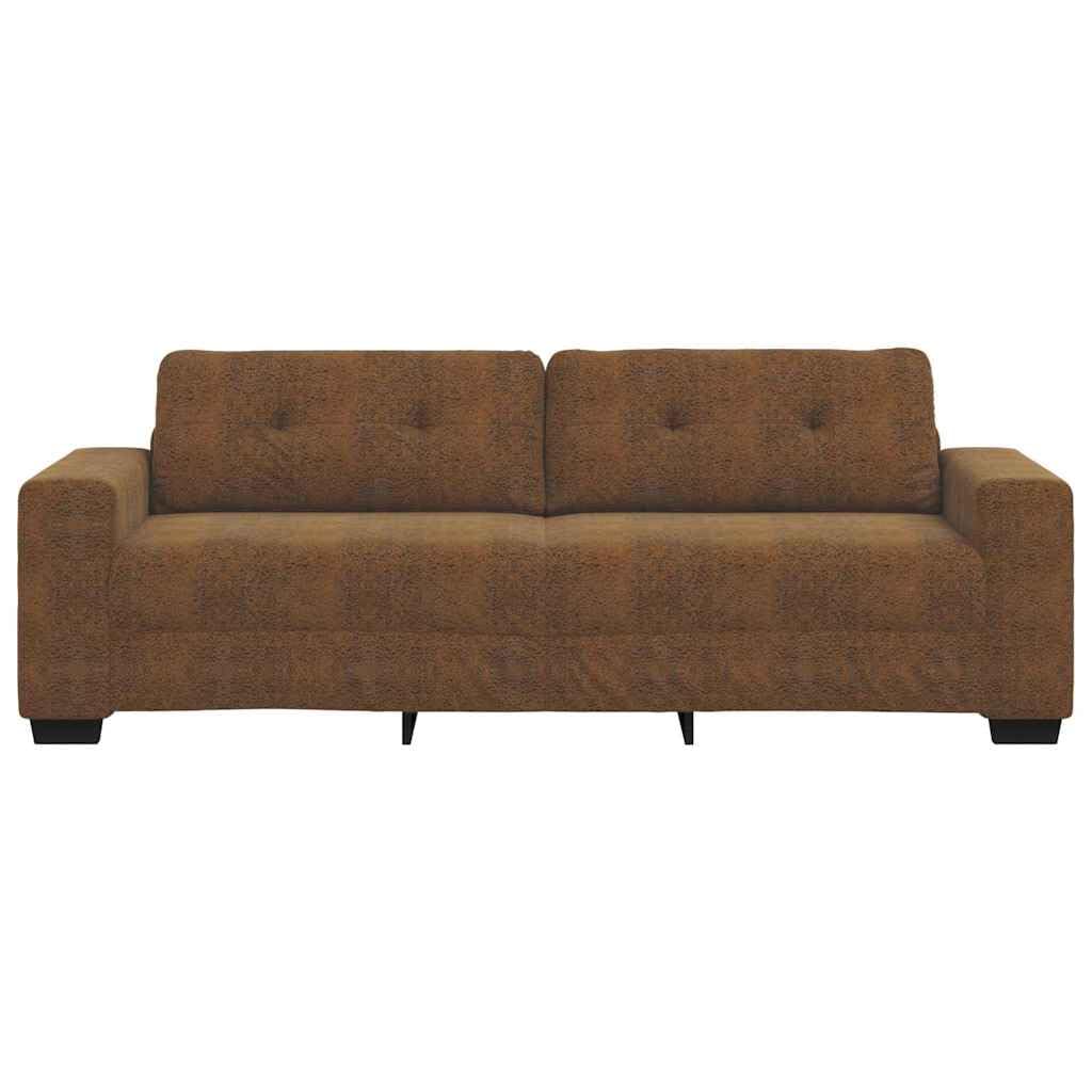 vidaXL Sofá marrón Moderno de 3 plazas, fácil de armar. Ideal para la Sala, Tiene un diseño Duradero y es súper cómodo para relajarte. Es un sofá Rectangular de Tela, hogar.