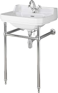 Milano Richmond - Traditional White Ceramic 1 Tap Hole Bathroom Basin Sink Washstand - 500mm x 350mm