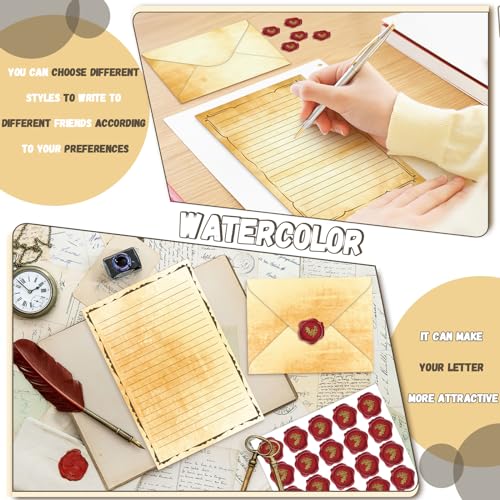 Image of TaoBary 160 Pcs Vintage Stationery Paper and Envelopes Set, 5.5 x 8.25''