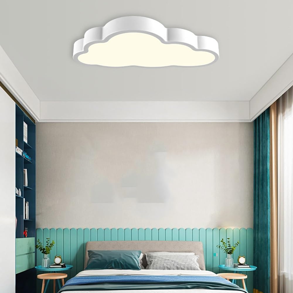 Nordycka Chmura Lampy Sufitowa LED, Plafon Falisty Niski Profil Oświetlenie Sufitowe Ściemnialne Styl Bajkowy do Sypialni Pokoju Dziecka(White(3000K),50cm/19.68in)