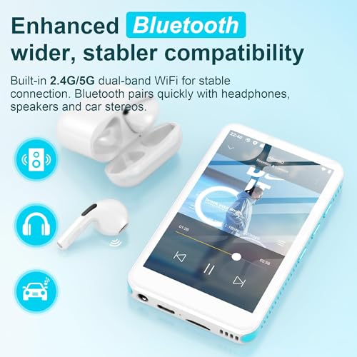 Image of SWOFY 160GB MP3 Player with Bluetooth and WiFi - D08 Music Player with Spotify,Pandora,Audible,FM Radio, 4 inch Touchscreen, Built-in Speaker, Android 13 .0 MP4 Player Supports Play Store