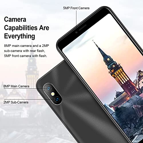 Kxd 6A Unlocked Cell Phone | 3G Smartphone | 5.5” Full-Screen Display | 2500Mah Battery | 8Mp + 5Mp Camera | Dual Sim Android Phone | 8Gb Rom | Us Version | Black #TOP2
