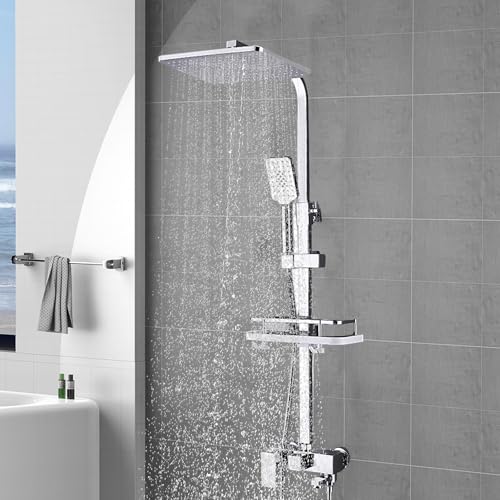 Duschsäule, Duschsystem mit Thermostat, 85-125cm Verstellbare Duschstange, Duschset für Badezimmer, 30cm Quadratische Kopfbrause,Duschpaneel aus Edelstahl (Drei Wasserauslassmodi, Silber) Duschsäule, Duschsystem mit Thermostat, 85-125cm Verstellbare Duschstange, Duschset für Badezimmer, 30cm Quadratische Kopfbrause,Duschpaneel aus Edelstahl (Drei Wasserauslassmodi, Silber)