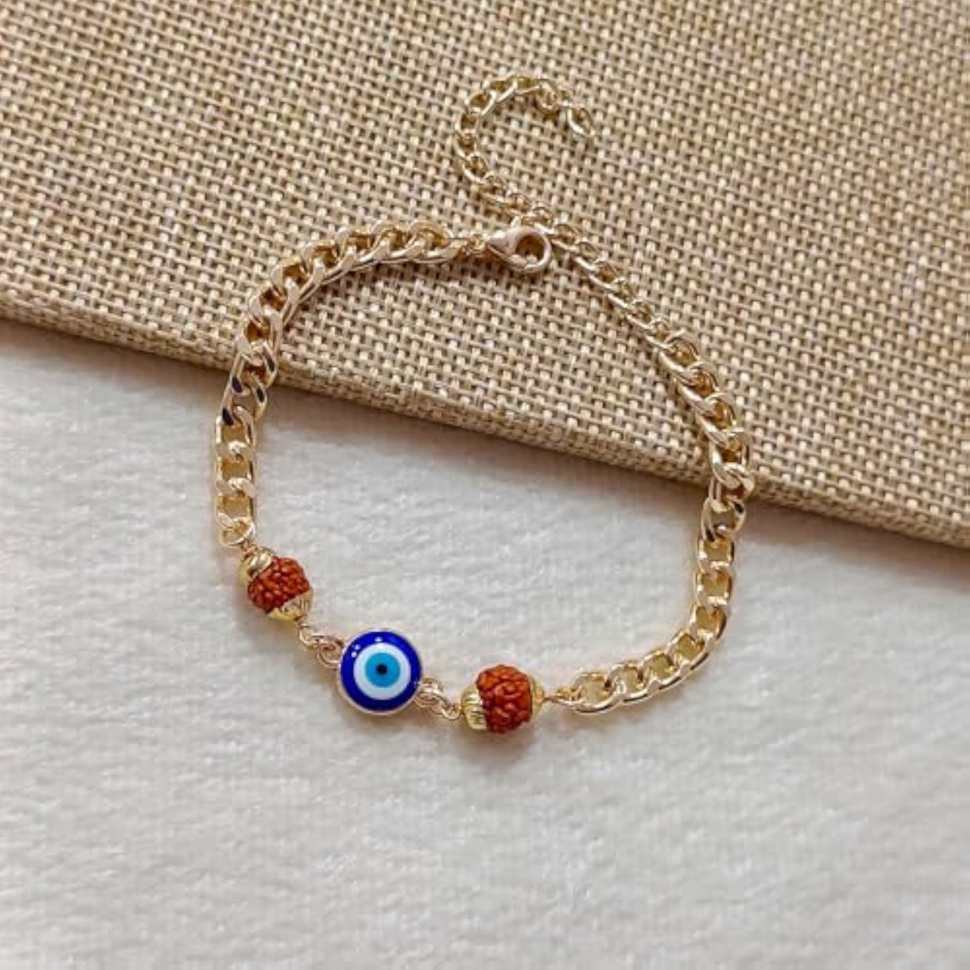 Rudraksha Evil Eye Bracelet for Men & Women, Adjustable