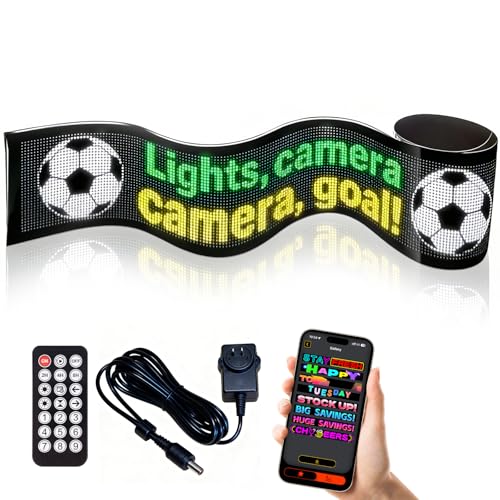 EZYEVY 76"x11" Programmable LED Sign for Business, Flexible Scrolling LED Display with 110V Power, Custom Text & Animation Loop, High-Visibility Sign for Stores and Hotels