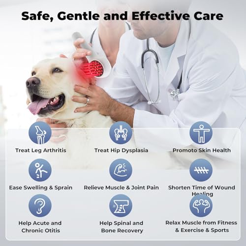 16*650nm & 8*808nm Cold Laser Therapy Device for Dog Cat, 5200mAh Portable Near Red Light Laser Therapy with Protective Cover, Puppy LLLT Pet Treatment Machine for Muscle Pain Relief & Improve Healing - Image 4