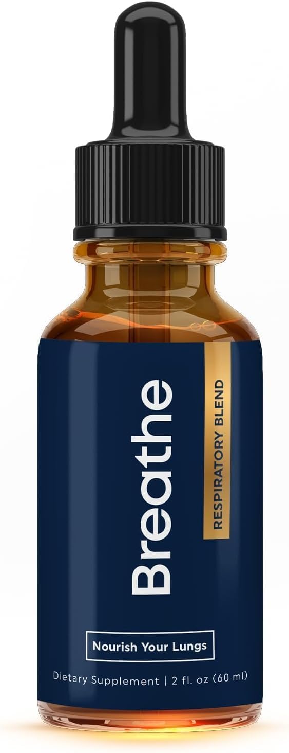 BREATHE 8-IN-1 Mullein Drops for Lungs & Airways: Peppermint, Thyme, & Mullein Leaf Extract for Lungs Detox for Smokers - Break up Mucus & Breathe Clear - GMO-Free & Made in USA - 2 fl. oz.
