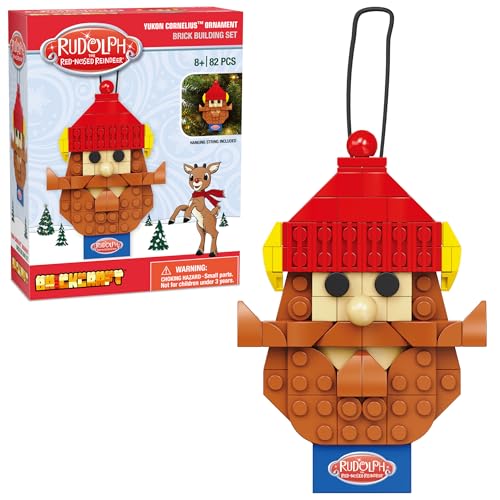 Brick Craft Rudolph Yukon Cornelius Ornament Building Set 82 PCS Holiday Christmas Tree Decoration with Hanging String Creative Brick Toy Collectible Gift for Kids Boys Girls Ages 8 and Up