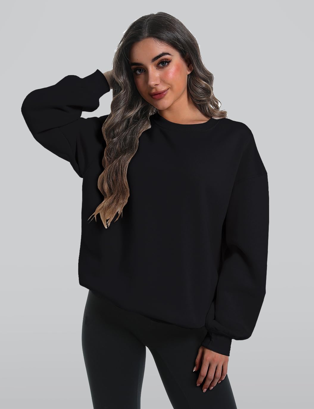 2 Pack Womens Oversized Sweatshirts Hoodies Long Sleeve Tops Fall Winter Clothes Crewneck Cozy Outfits Pullover - Image 5