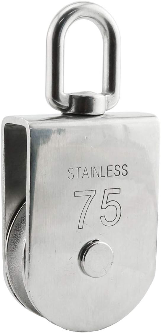 JCBIZ 1-Pack M75 Single Pulley Block Stainless Steel Heavy Duty Hardware Single Wheel Swivel Rigging Lifting Wheel Fixed Pulley for Wire Rope Loading 750kg JCBIZ 1-Pack M75 Single Pulley Block Stainless Steel Heavy Duty Hardware Single Wheel Swivel Rigging Lifting Wheel Fixed Pulley for Wire Rope Loading 750kg
