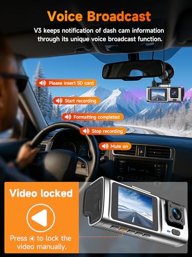 3 Channel 2.5K Dash Cam with 5GHz WiFi & APP Control, 2.5K+1080P+1080P Front Inside and Rear, Triple Dash Camera with SD Card, 24 Hours Parking Mode, Loop Recording, Night Vision - image 7