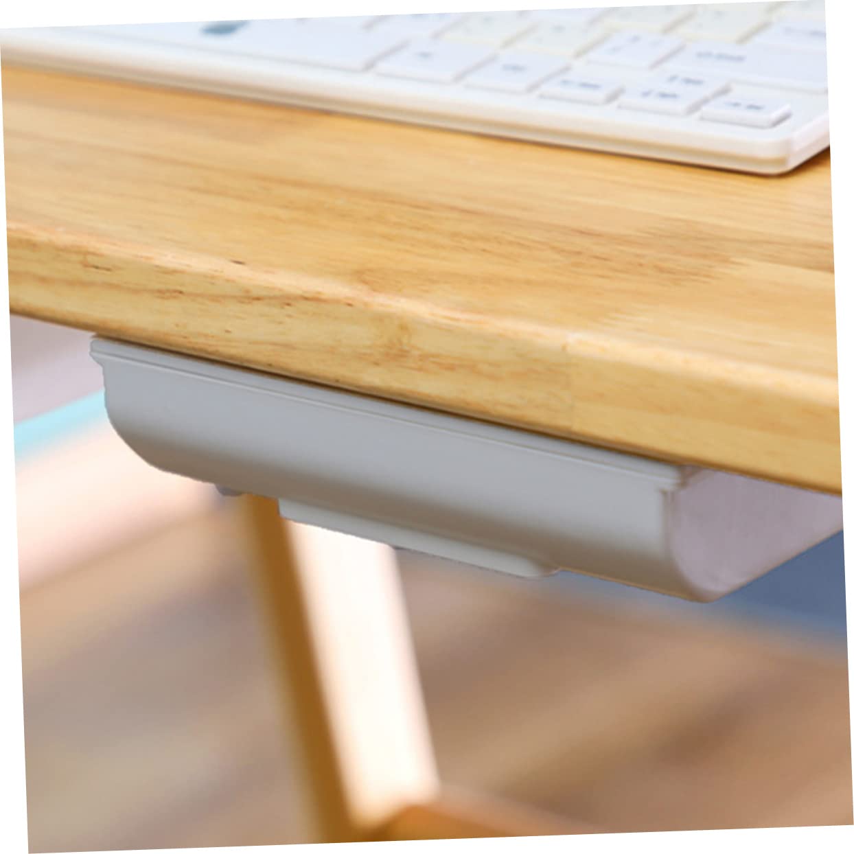 GRIRIW 2pcs Under Desk Storage Box Adhesive Organizer for Office Hidden for Desk Supplies Capacity for Home Office Organization Gray