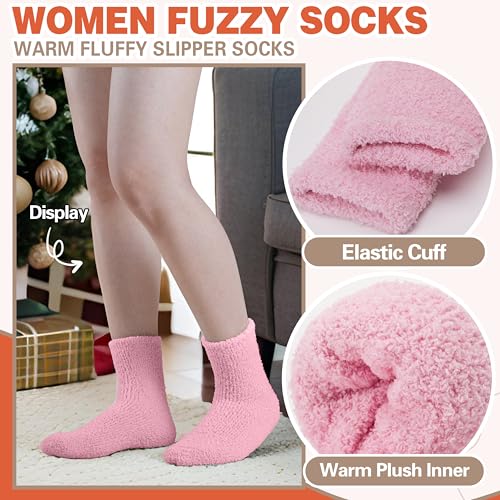Image of Fuzzy Socks Fluffy Thick Warm Winter Soft Cozy Plush Sleep Home Fleece Cabin Soft House Socks for Women Men