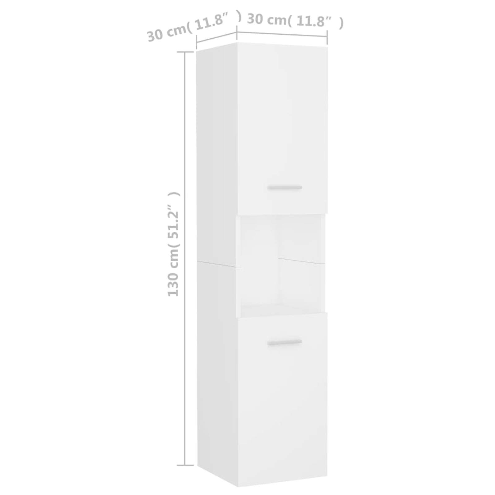 Armario baño Columna de Baño Suspendido 2 Puertas, Mueble Lavabo, Medidas: 30 x 30 x 130 cm