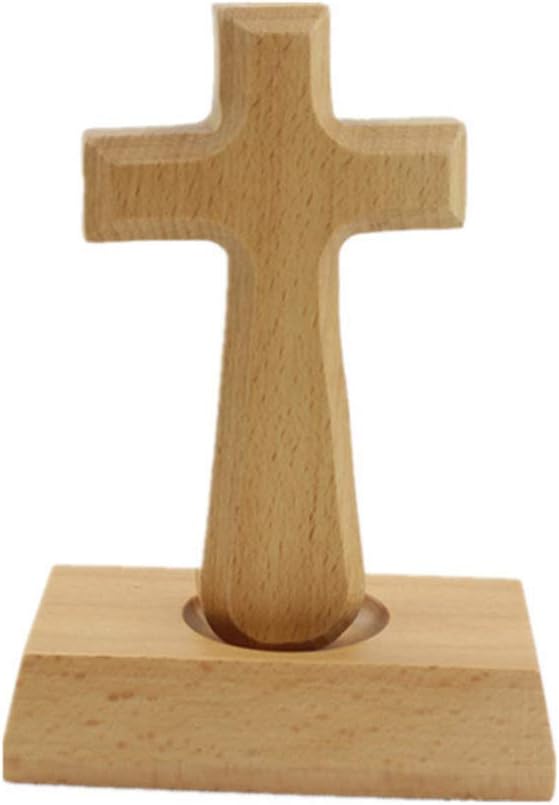 Garneck Standing Wooden Cross Table Altar Cross Christian Cross Decorative Wall Cross Ornaments Christian Gift for Christmas Wedding Anniversary