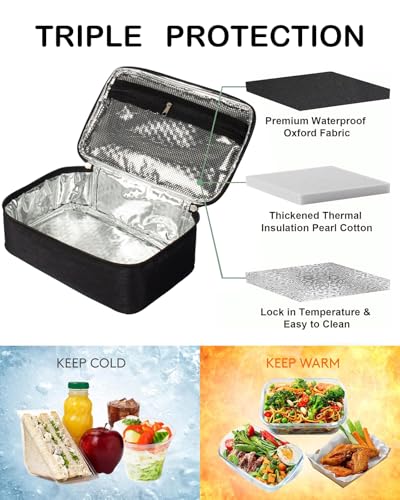 M-YOUNG Lancheira térmica portátil com isolamento térmico, pequena lancheira isolada para homens, mu