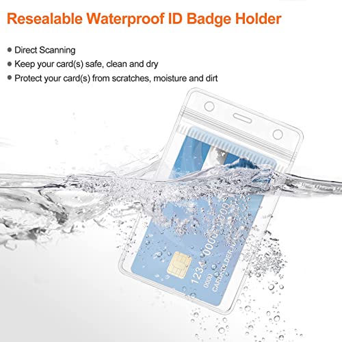 Willizter Clear Id Badge Holder With Lanyard Water Proof Vertical Display Identification Card Name Card Protector With Zipper Resealable Nametag Holder (Black-6Pcs) #TOP3