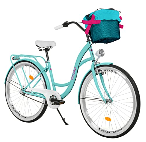 Damenfahrrad Citybike Komfort Mit Metallkorb Hollandrad Vintage Fahrrad, 26, 28 Zoll, 3-Gang (Blau, 28 Zoll) Damenfahrrad Citybike Komfort Mit Metallkorb Hollandrad Vintage Fahrrad, 26, 28 Zoll, 3-Gang (Blau, 28 Zoll)