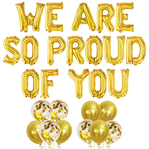 Image of KatchOn, Gold We Are So Proud of You Balloons- 16 Inch, Pack of 11, Proud Of You Balloon Banner for Graduation Decorations 2026, Graduation Balloons, Gold Confetti Balloon 2026 Graduation Decorations