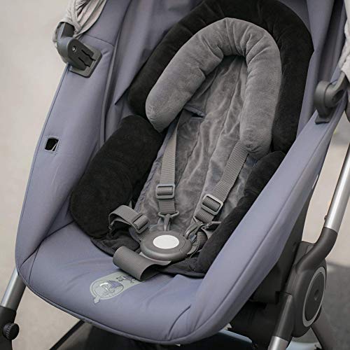 APRAMO 2 en 1 soporte para la cabeza y el cuerpo del bebé, asiento de coche para niños recién nacidos, asiento acolchado para bebé para asiento de coche, cochecito (negro)