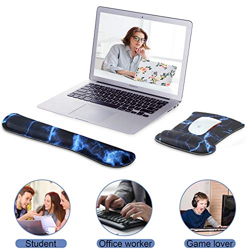 2in1 Keyboard Wrist Rest Pad & Ergonomic Mouse Pad with Wrist Support, Easy Typing, Pain Relief Mouse Mat with Non-Slip Backing, and Memory Foam Filled Gel Keyboard Pad for Home Office Computer Laptop - Thumbnail 7