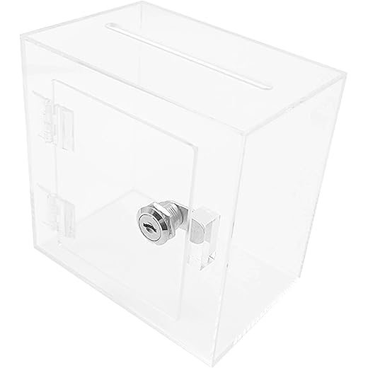 THE STYLE SUTRA Clear Ballot Box Suggestion Box Bar Raffle Box Business Acrylic Donation Box
