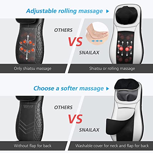 Image of Snailax Back Massager with Heat, Adjustable Shiatsu Neck Massage Chair Pad | 4 Adjustable Neck Nodes, Full-Back Shiatsu & Rolling, Spot Massage, Heat, 2-Level Seat Vibration, 15-Min Auto-Off