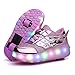 Lovelysi Unisex Jungen Mädchen LED Licht Skateboardschuhe mit Rollen Drucktaste Einstellbare Rollerblades,USB Wiederaufladbar,Inline Skates,Outdoor Sport Gymnastik Running Sneaker