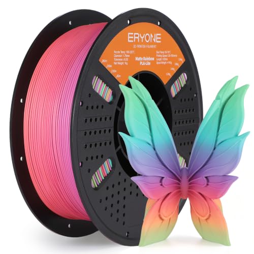 Image of ERYONE Matte PLA Lite Rainbow 3D Printer Filament, Candy Rainbow Color Changing Filament 1.75mm, Multicolor PLA for 3D Printing, Gradient 1KG Spool (2.2 lbs) Fit Most FDM Printers