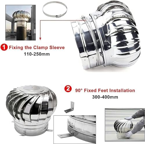 Rotating Chimney Spinner Cowl – Metal Wind Turbine Vent Cap for Roofs, Garages, Chicken Coops, RVs, Farms – Ultimate Exhaust Ventilation System for Improved Airflow & Energy Efficiency