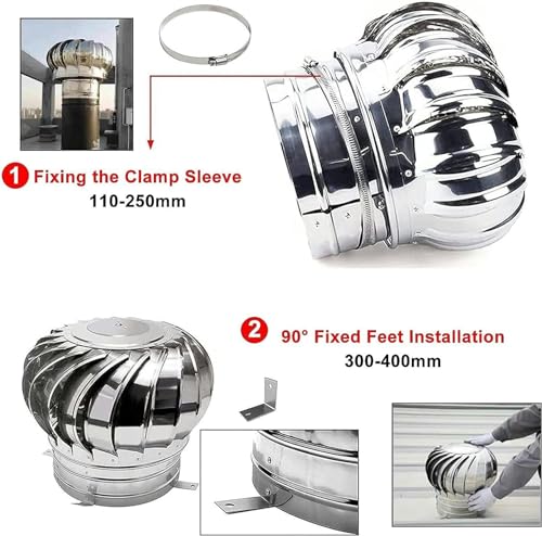 Kit Generador De Turbina Eólica Horizontal con Aspas Y Controlador - Tapa De Ventilación Giratoria De Metal para Chimenea, Ideal para Techos, Garajes, Gallineros, Caravanas Y Granjas.