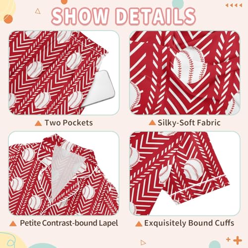 Baseballs Pajamas for and Satin Silk Loungewear 2 Piece Pjs Sleepwear Summer Clothes3