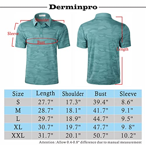 Derminpro Men's Camouflage Polos Short Sleeve Quick Dry Collared Golf Shirts Blue Camo Large #TOP6