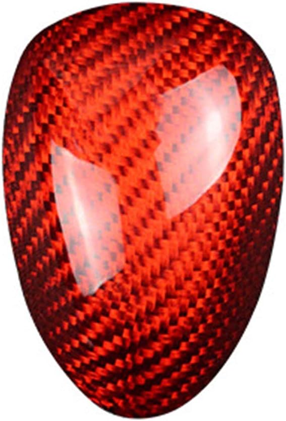 GZYF Car Auto Real Carbon Fiber Gear Shift Knob Cover Trim Sticker for Cadillac ATS 2013-2019, Red