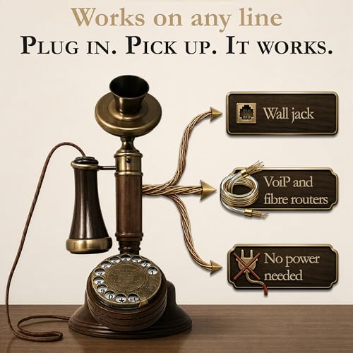 Teléfono rotatorio candlestick de madera Opis Technology 1921 Cable Model C miniatura 6