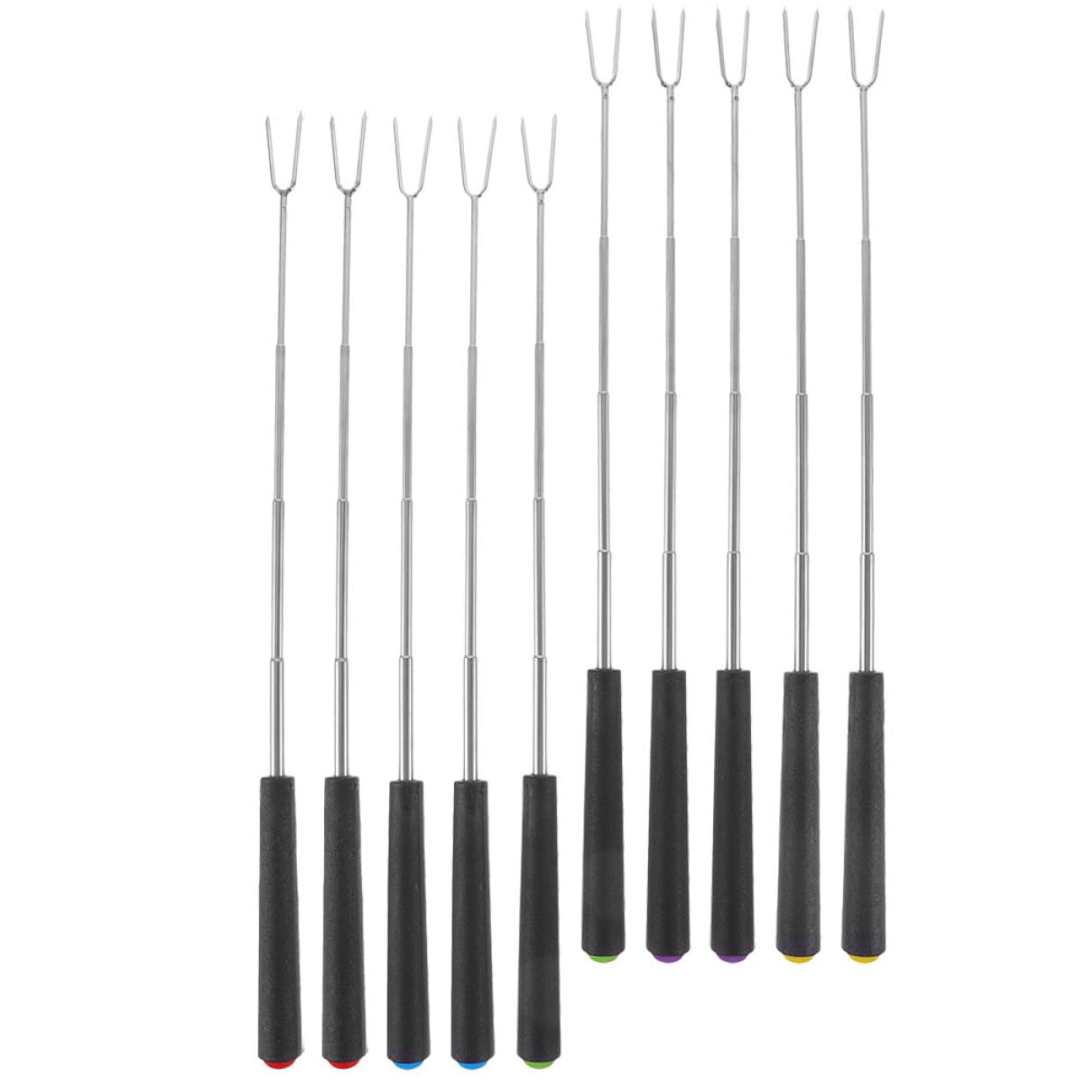 Levemolo 10Pcs Bbq Skewers Stainless Steel Roasting Forks Shaped Barbecue Sticks for Camping Easy to Carry Comfortable Grip for Parties and Family Gatherings
