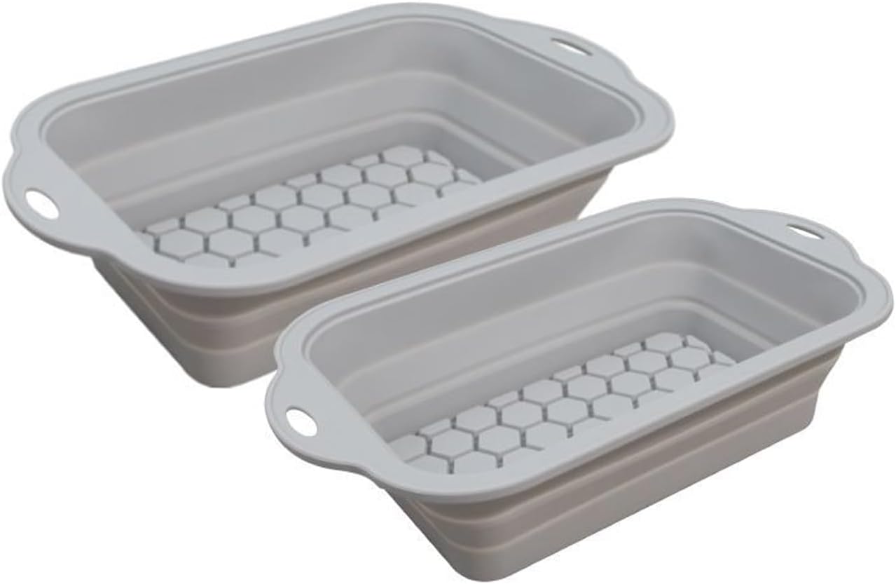 2 Piece Foldable Baking Mold Set for Bread Loaves and Small Pastries with Silicone Rectangular Baking Pan Homebrewed Bread Maker