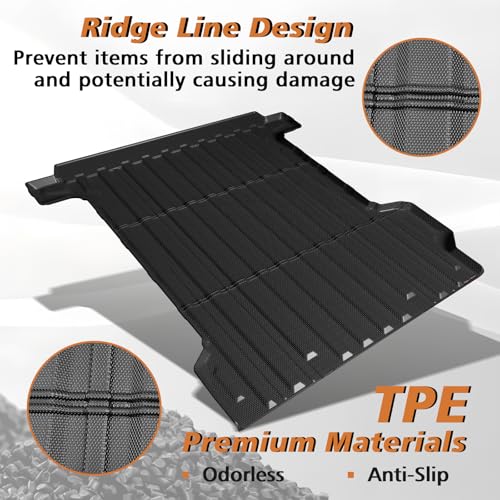 Image of TripleAliners Truck Mat Compatible with 2024-2026 Chevrolet Silverado EV RST /GMC Sierra EV Denali 5.9FT Accessories, Truck Bed Mat Heavy Duty Custom Fit All Weather Protection TPE Pickup Liner