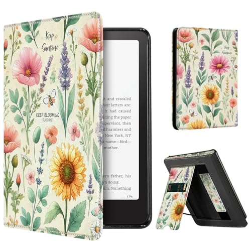 Image of CoBak Stand Case for 7 inch Kindle Paperwhite 12th Gen 2024 and Kindle Colorsoft with Hand Strap - Compatible with iPhone MagSafe, for Samsung /Belkin /Anker Wireless Charging Pads, Durable, Auto Sleep-Gray