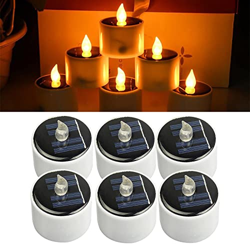Baoblaze 6 peças Solar Lanterna Luzes do Chá Velas, cintilação recarregável Energia Solar CONDUZIU a
