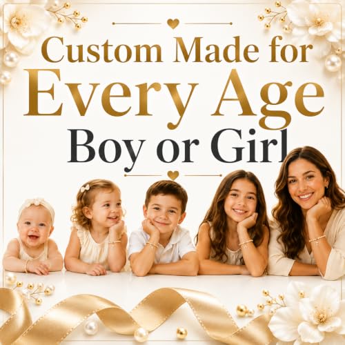Image of Baby Crystals 14K Gold Plated Personalized Initial Bracelet for Baby Girl with Freshwater Pearls - Newborn Infant Toddler Teen, Birthday Baptism Baby Shower Jewelry Gift