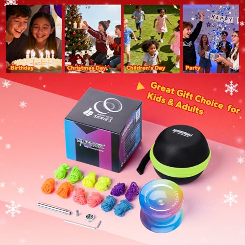 Image of MAGICYOYO Responsive Yoyo for Kids 8-12 & Beginners, Professional Yoyo K2 Crystal, Dual Purpose Yo Yos for Adults with Extra Unresponsive Yo Yo Bearing, 12 Yo-Yo Strings, Glove ( Yellow Pink Blue )