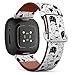 CJBROES Replacement Leather Watch Band, Compatible with Fitbit Versa 3 and Fitbit Sense of Wristband Bracelet Accessory - Funny cat