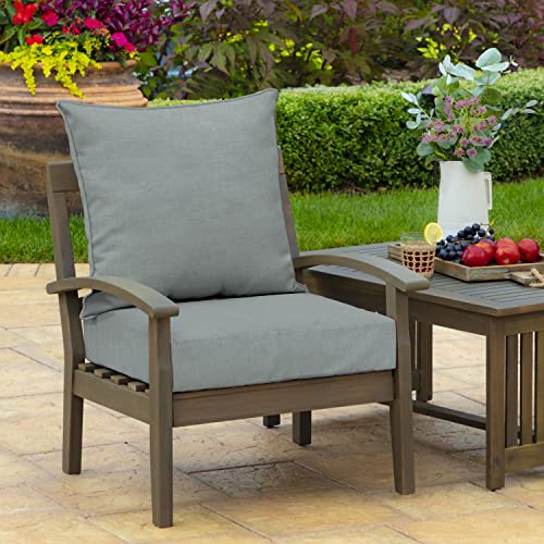 Image of Arden Deep Seat Outdoor Chair Cushion Set (2-Pack), 24 in x 24 in, Weather-Proof, Rain-Proof, Fade Resistant Patio Cushion Set for Chair, Sofa, and Couch Stone Grey Leala