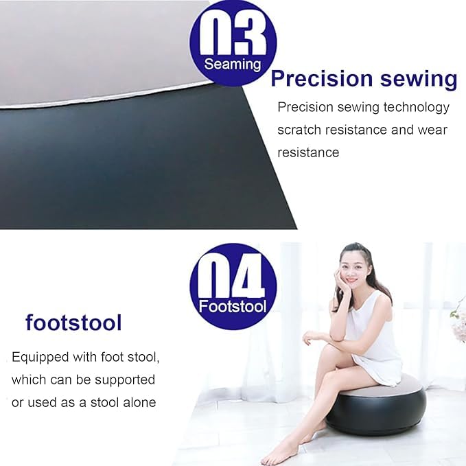 Image of Inflatable Recliner Sofa with Footrest & Air Pump, Portable PVC Air Lounge Chair for Living Room, Bedroom & Indoor Use, Foldable Lightweight Reclining Sofa Chair, Beige